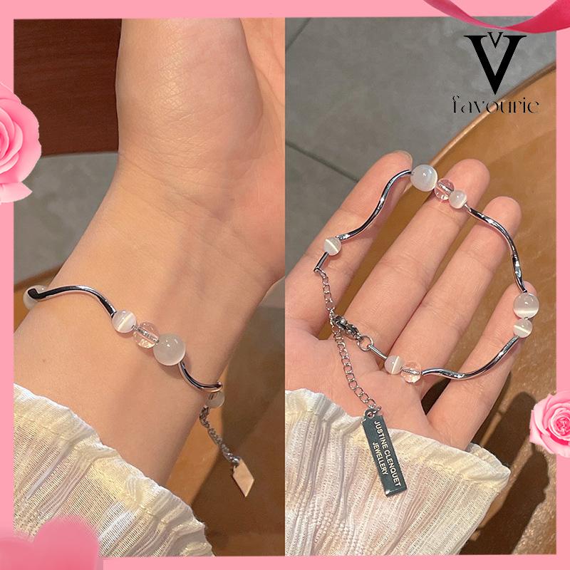 CODGelang Tangan Manik-Manik Opal Aksen Rumbai Panjang Untuk Wanita Fashion Korea-FA