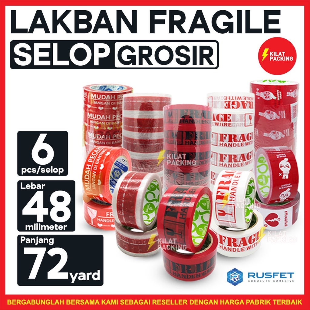 

Lakban Fragile Handle With Care 48 mm x 72 yard Selop TERMURAH