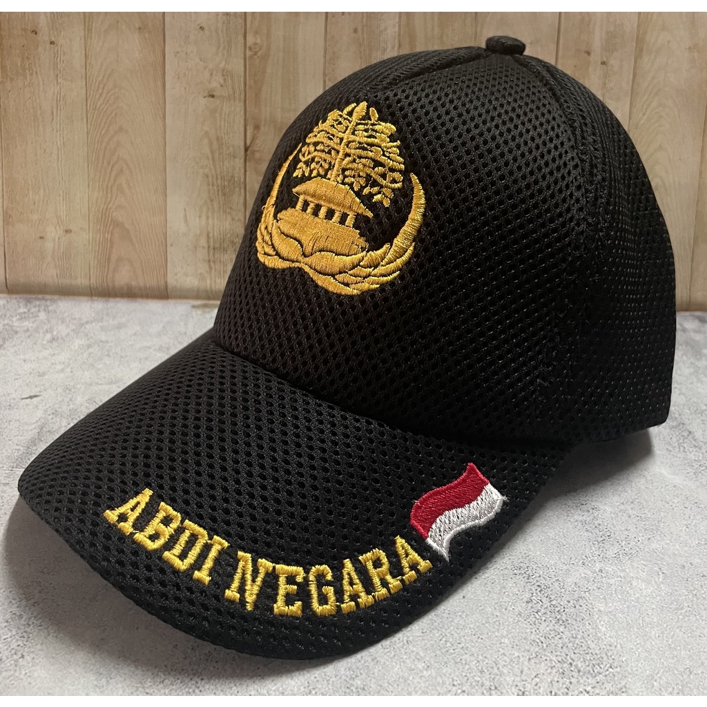 Topi Jaring Korpri Abdi Negara (Bndr) - Topi Abdi Negara - Topi Jaring PNS  - Topi Hitam