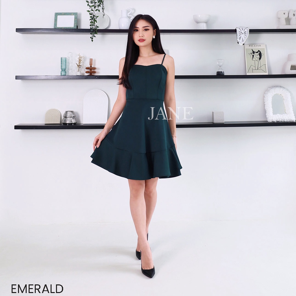 JANE COLLECTION || Mini Dress Wanita Hitam Pesta Tank Top Putih Scuba Fit And Flare Casual Korean Look Sexy Party Dress Rachel