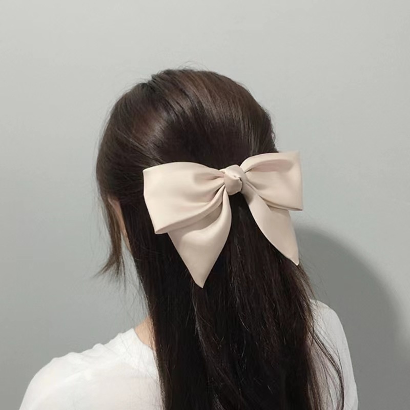 SUPER FAIRY BIG BOW HAIRCLIP RIBBON HAIR CLIP KLIP JEPIT RAMBUT PITA BESAR JEPITAN GIRLY FRENCH RETRO VINTAGE KLIP AKSESORIS SATIN KAIN SILK LEMBUT WARNA SOLID POLOS HITAM PUTIH BEIGE KREM IVORY KOREA KOREAN INS TRENDY NICHE