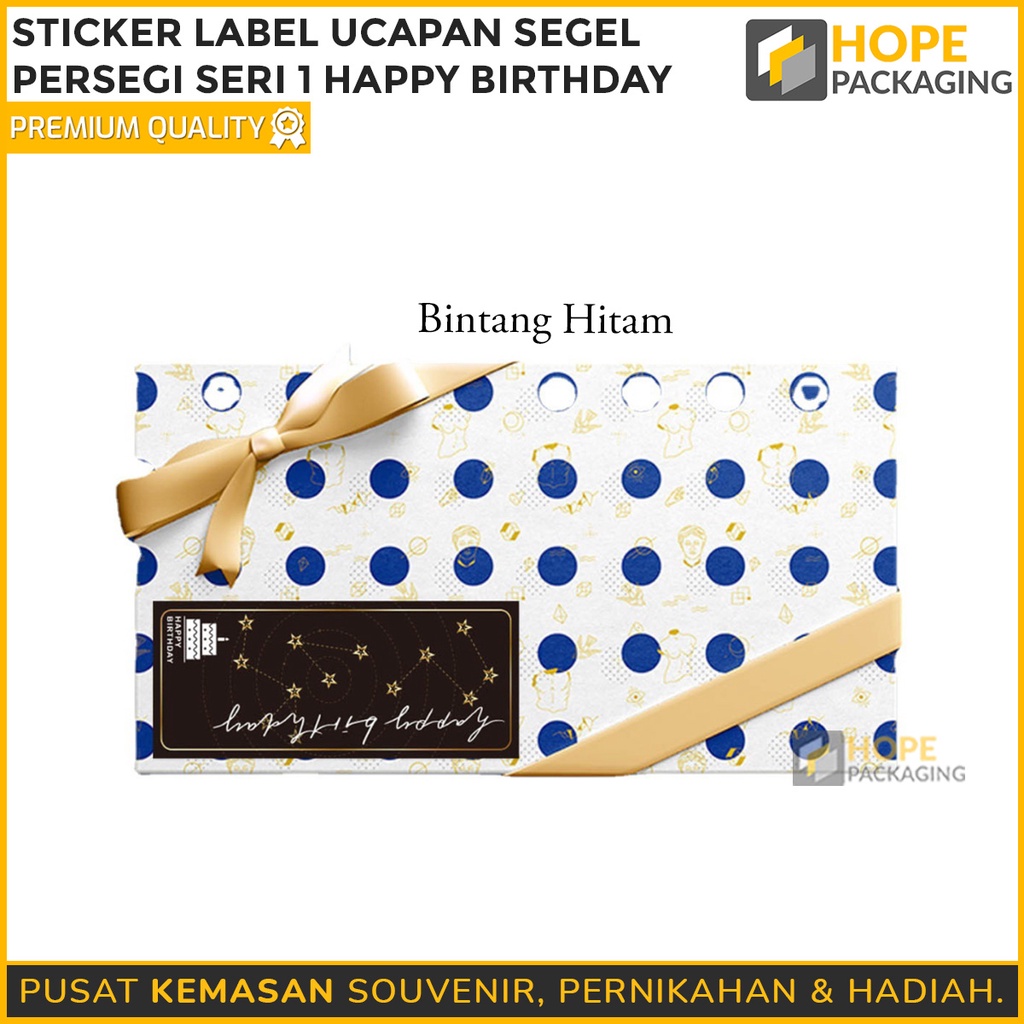 [ 1 pack isi 50 ] Sticker Label Ucapan Tulisan Hapyy birtday Uk. 6x 15 cm stiker kotak lucu packing hampers souvenir makanan