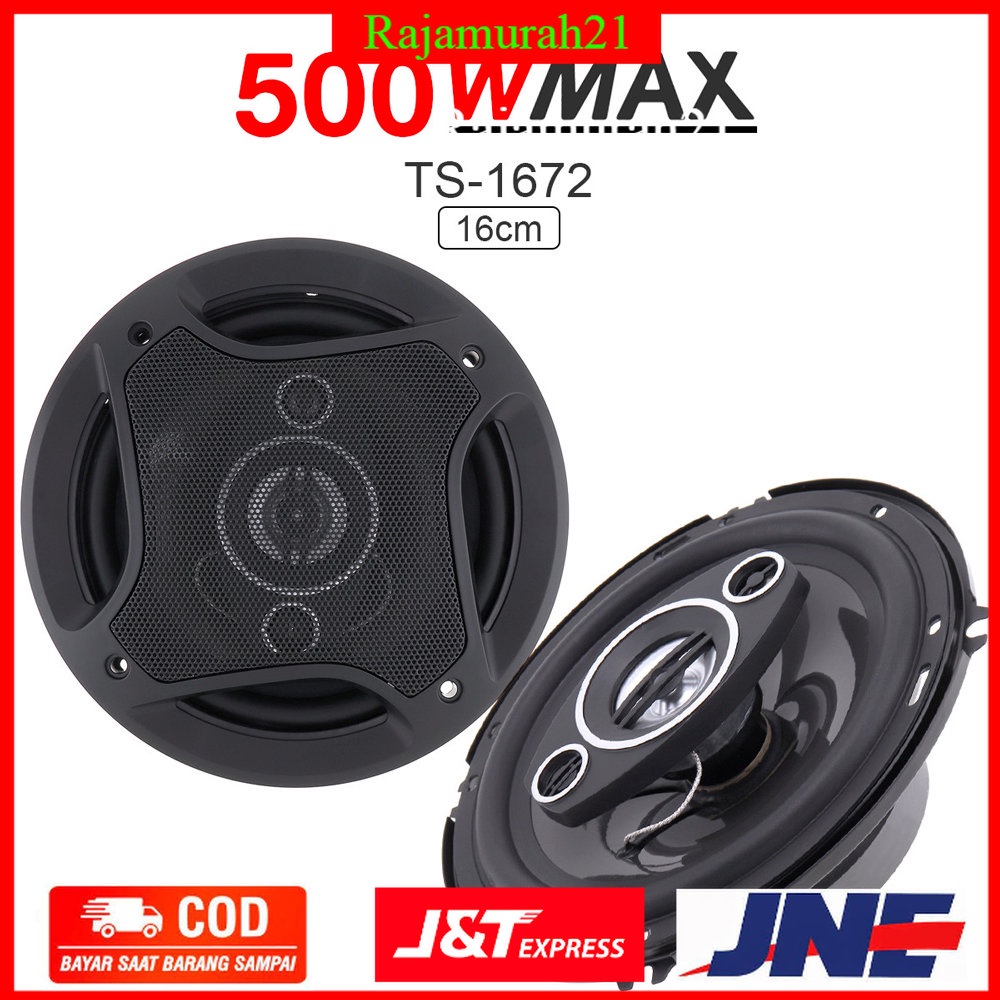 PCINENER Speaker Subwoofer Mobil 6 Inch Hi Fi 500 W 2 PCS - TS-1672 - Black