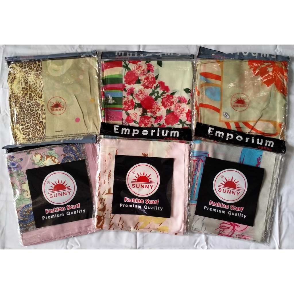 SEGIEMPAT MOTIF SEGI EMPAT EMPORIUM BY SUNNY HIJAB BAHAN KATUN JAHIT TEPI 105 X 105  PREMIUM QUALITY CHEK SEPUASNYA