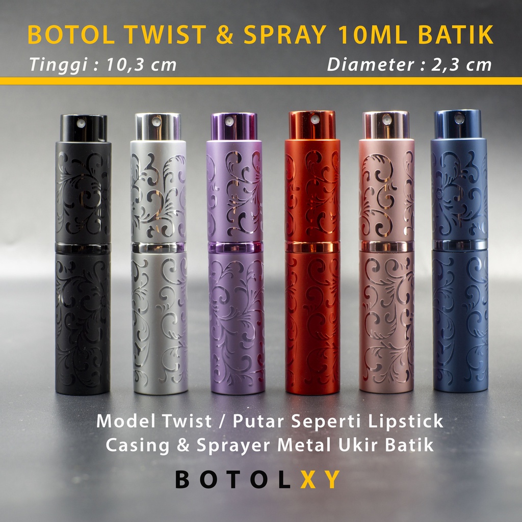 Botol Twist and Spray 10ml Motif Ukiran BATIK - Parfum Refillable