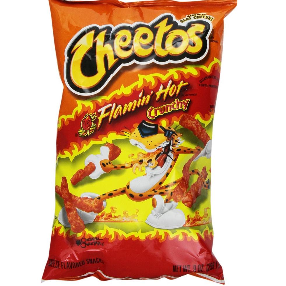 

(H-P7P)(㊚) CHEETOS FLAMIN HOT CRUNCHY 227Gr USA berkualitas