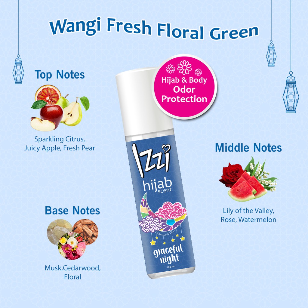 Ningrum - IZZI Spray Cologne Hijab 100ml | Graceful Night/ Heaven Dream | Eau De Cologne Spray Hijab Halal Original BPOM Wangi Awet Tahan Lama - 7802