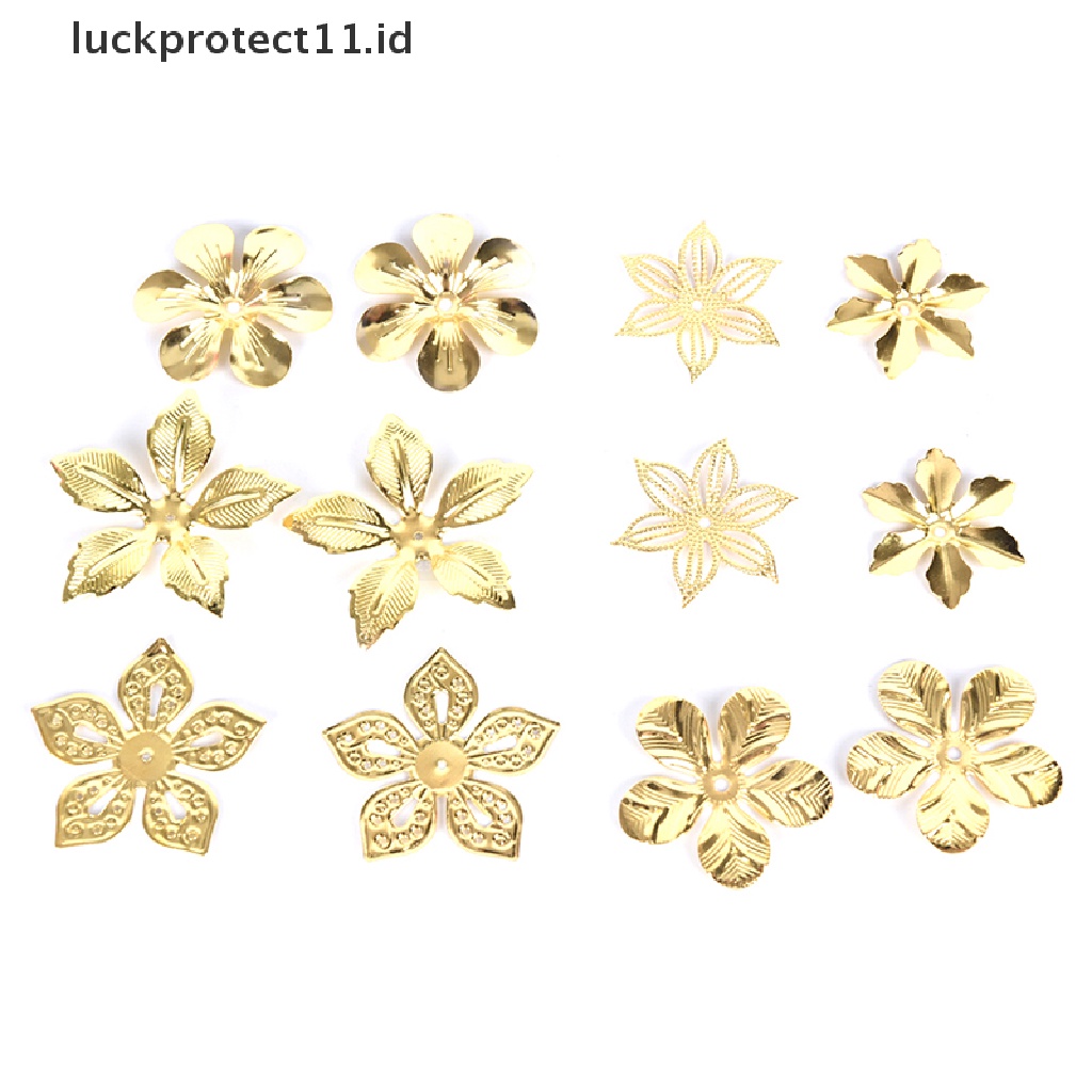 /Fashion Hot// Fashion// 50Pcs/Set Vintage Logam Bunga Kerawang Slice Ch Perhiasan Temuan Kerajinan DIY.