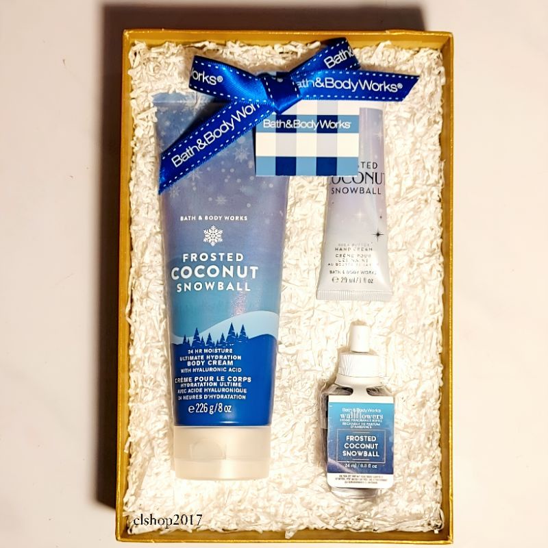 BBW FROSTED COCONUT SNOWBALL GIFT SET PAKET BATH &amp; BODY WORKS