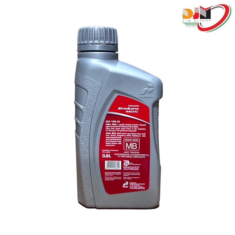 Oil Enduro Matik Pertamina 10W-30 Api Service SL JASO MB 0,8L