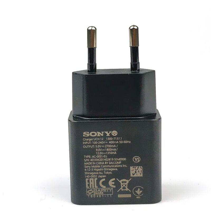 Charger Sony Original 100% UCH-12 Charger Sony 4A / AC-0051-EU Charger Sony Xperia Charger cas Sony TYPE-C Fast Charging