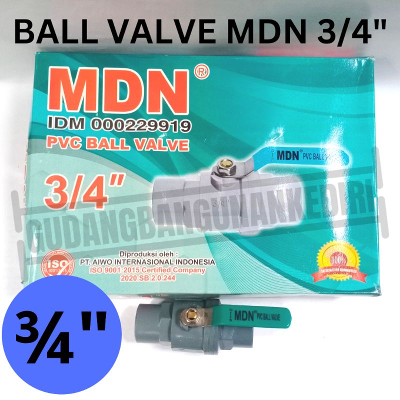 ball valve stop kran keran pvc gagang stainless 3/4&quot; MDN GRT