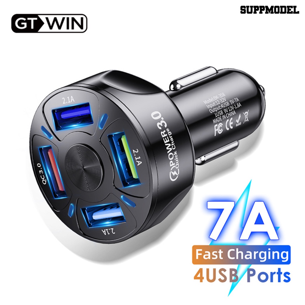 [Auto] Adaptor Charger Mobil Portable 4port USB Mini QC3.0 Fast Charging Untuk Ponsel