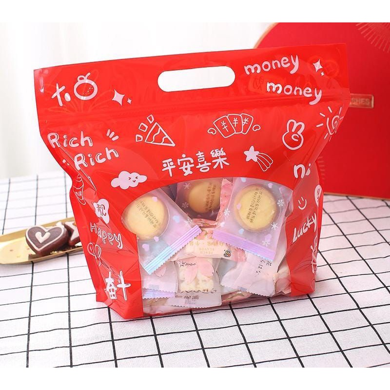 PLASTIK ZIPPER JERUK COOKIES ROTI/BREAD BAG CNY IMLEK MERAH ZP-CNY 11
