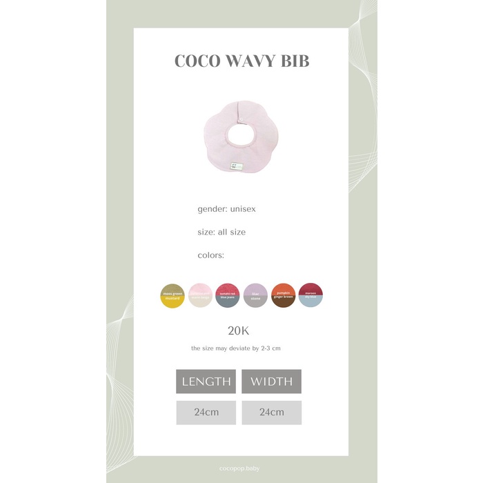 COCO POP WAVY BIB Tadah Liur Slabber Polos Katun Cotton