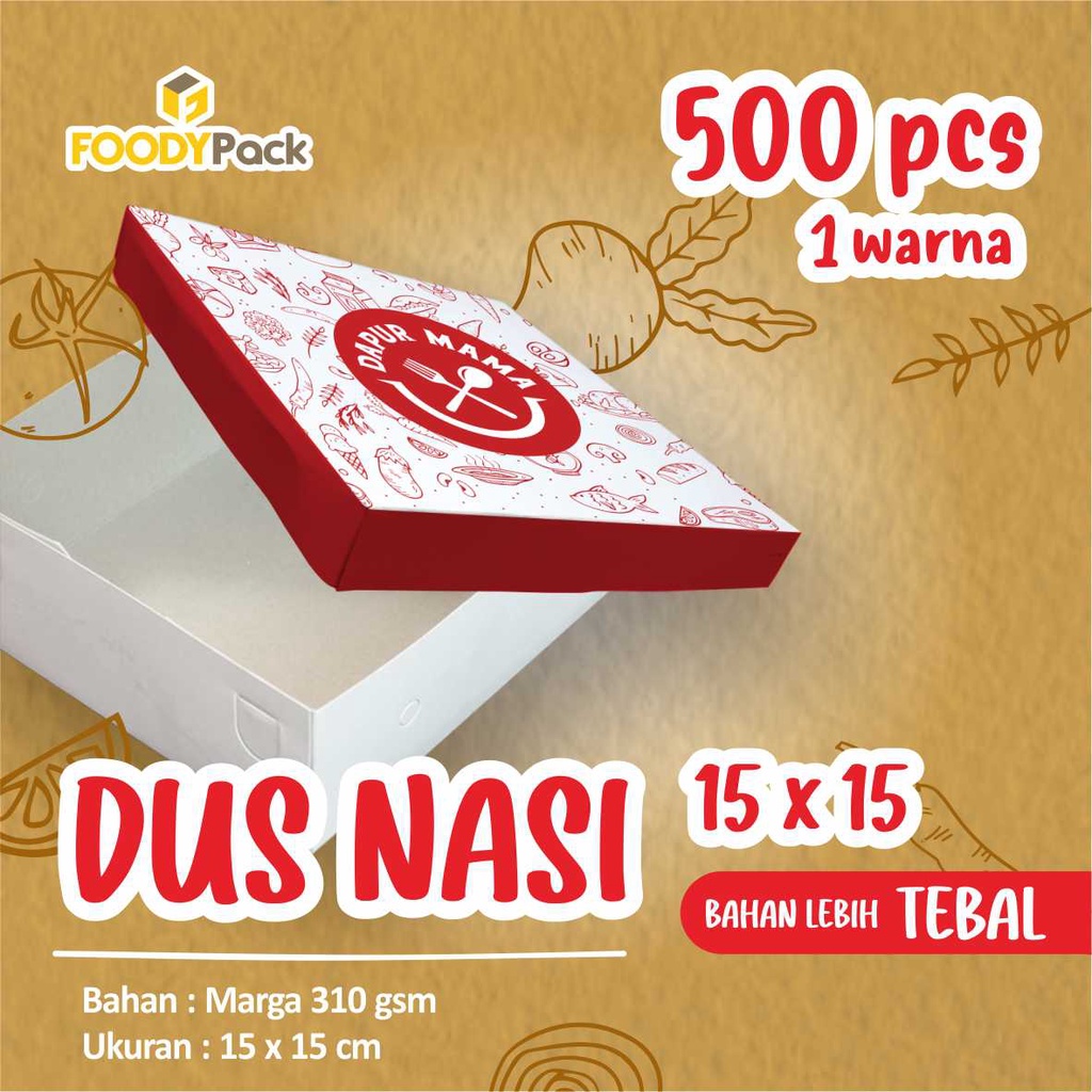 [Custom 1 warna] Dus Nasi 15x15 Marga 310gr | Catering box | Dus nasi | Cetak Kemasan