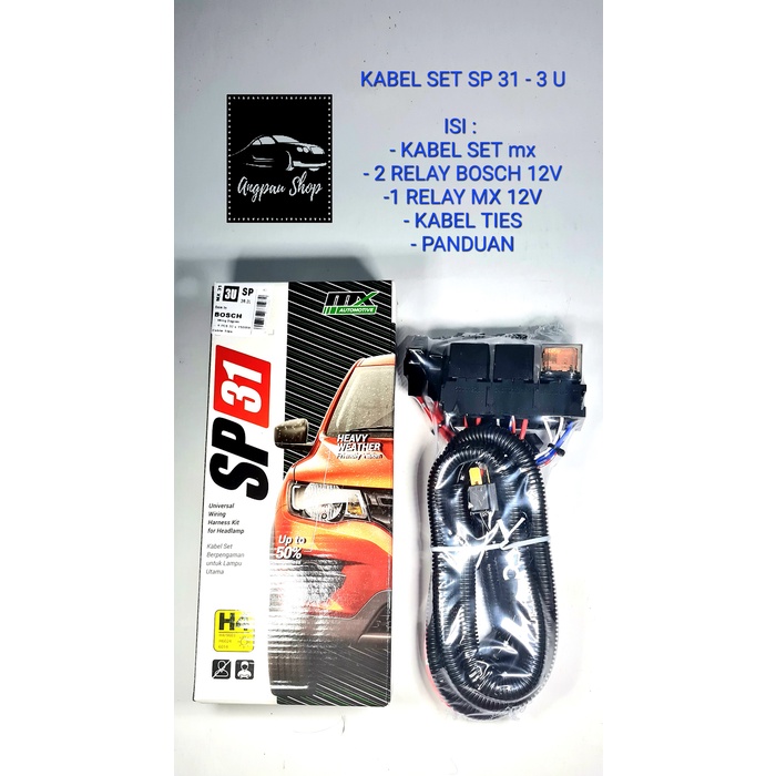 READY SURABAYA - Kabel Set 3 Relay 2 Lampu MX seri SP31 - 3U untuk lampu MOBIL H4