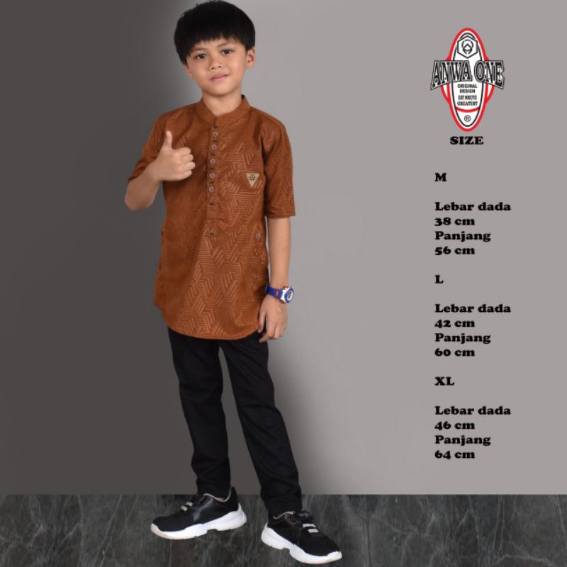 Baju Koko Kurta Couple Ayah Anak Motif Emboss Original Anwa One