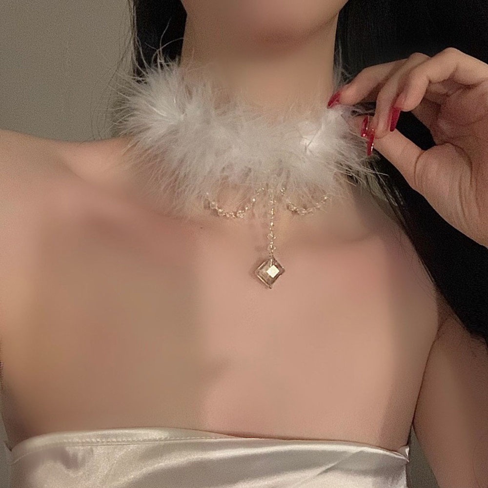 Ins Bulu Kristal Kupu-Kupu Liontin Choker Kalung Untuk Wanita Gadis Temperamen Kalung Aksesoris Pesta