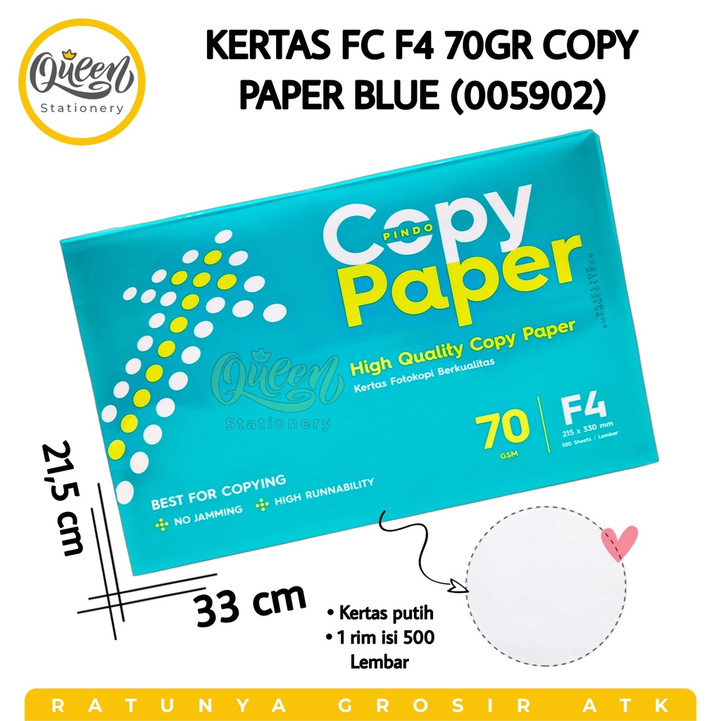 

1 RIM KERTAS FC F4 70GR COPY PAPER BLUE KERTAS PRINT HVS FOTOCOPY 70 GRAM (005902)