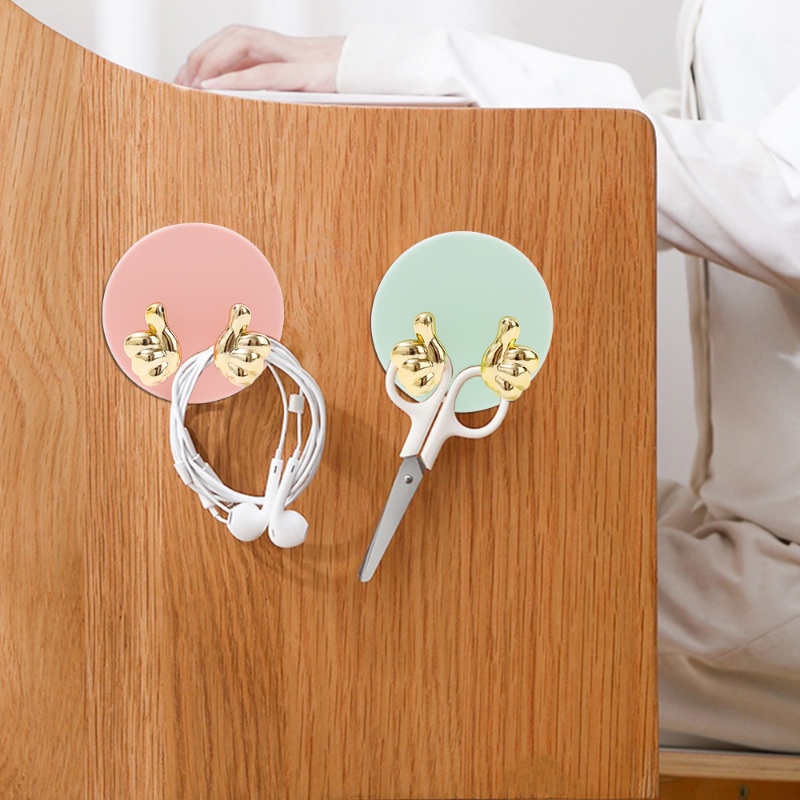 Hook Colokan Listrik Serbaguna Perekat Diri Gold Finger Plug Hooks Towel Keys Holder Rumah Dapur Kamar Mandi Organizer