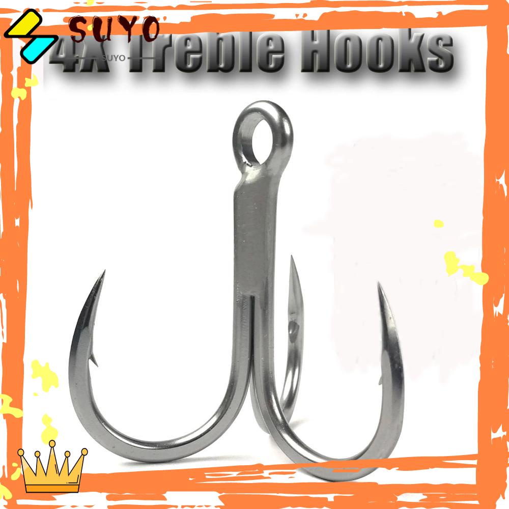 Suyo 5Pcs/SET 4X Treble Hook Anti Karat Air Asin Lure Angling Perlengkapan Air Asin Triple Anchor Hooks