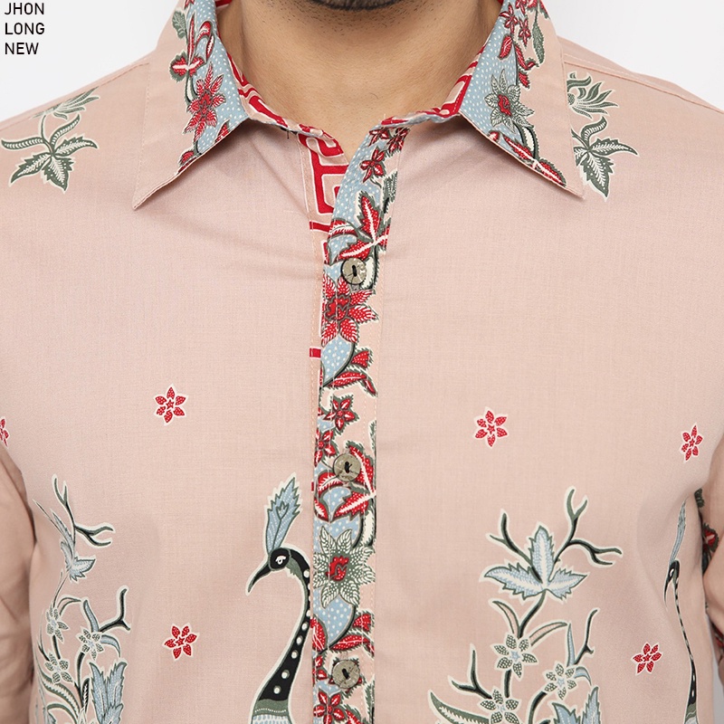 Evercloth Jhon Kemeja Pria Kemeja Batik Pria Atasan Couple Hem Sarimbit Seragam BBB