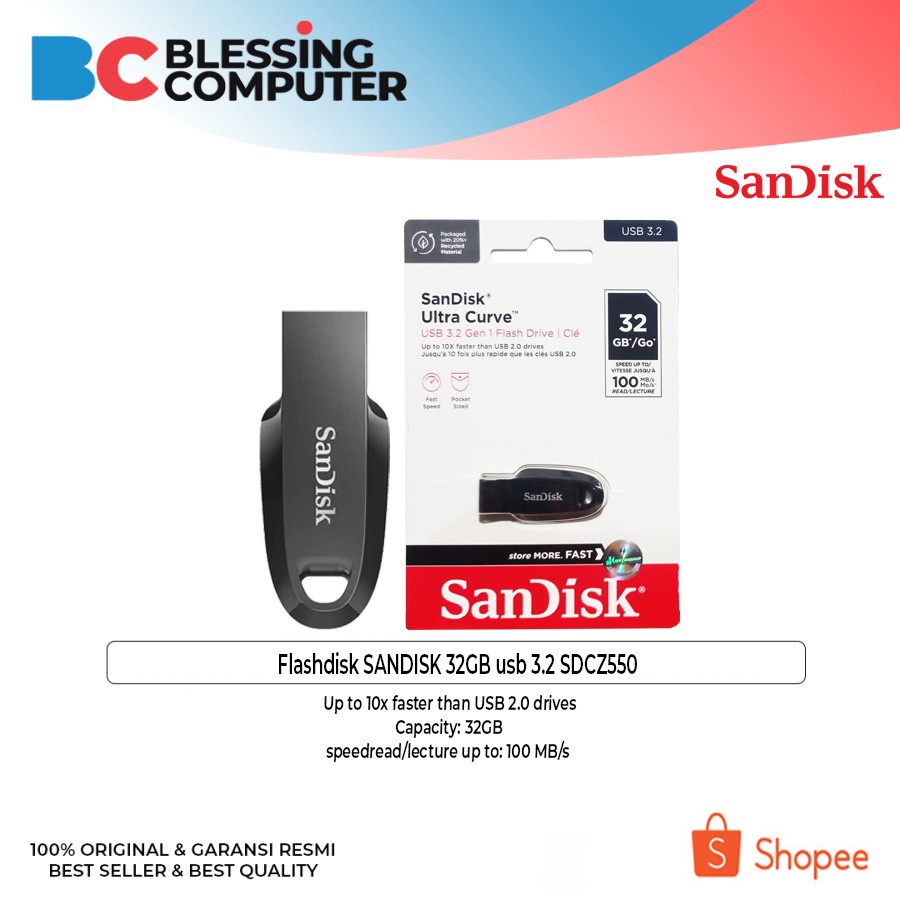 Flashdisk SANDISK 32GB usb 3.2 SDCZ550-032G-G46