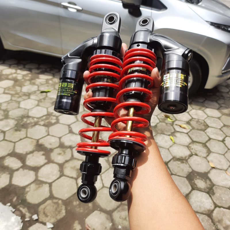 SHOCK DBS COPY RCB HITAM ULIR MERAH AS GOLD Uk 320MM SHOK SKOK BELAKANG COPY RCB