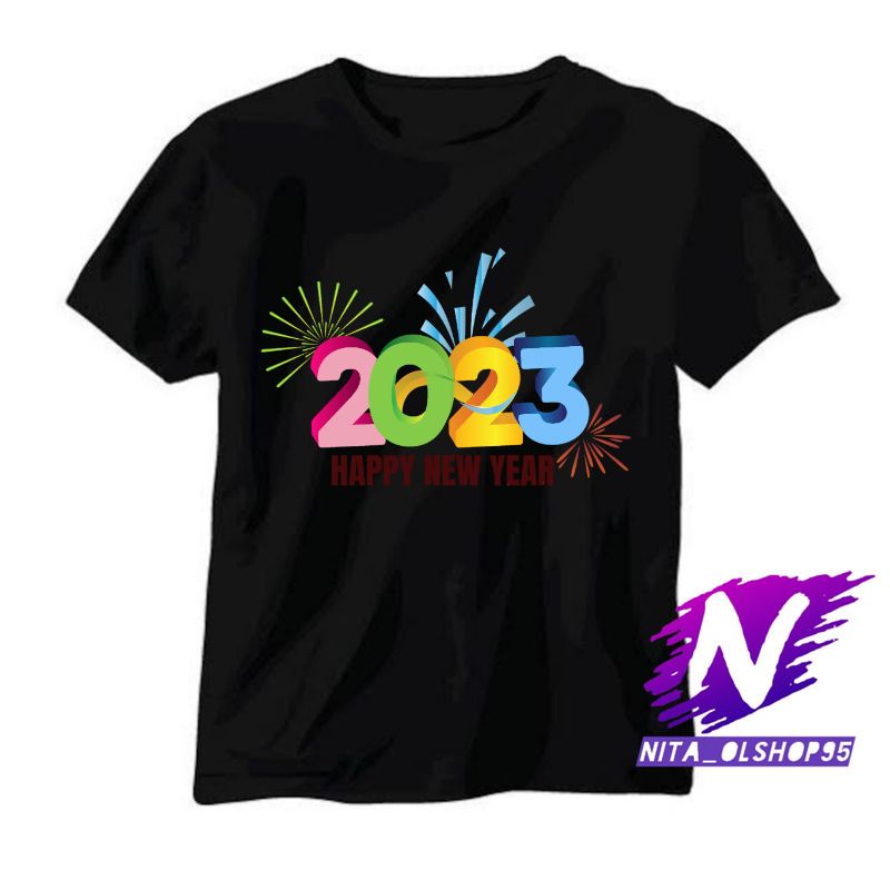 baju happy new year 2023 kaos anak tahun baru