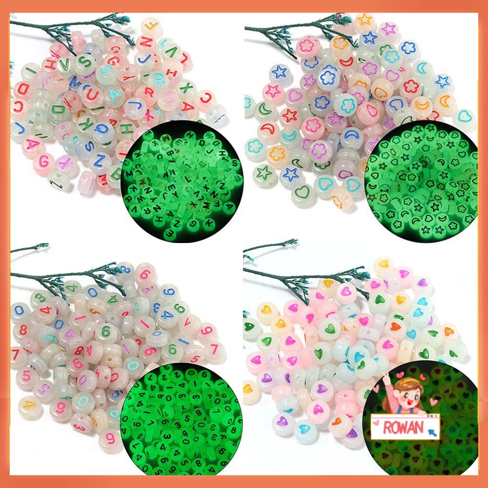 R-flower 100pcs Manik-Manik Bercahaya Akrilik Multifungsi Gelang Kalung Bulat Manik-Manik Longgar