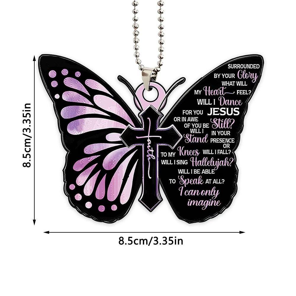 Suyo Kupu-Kupu Salib Gantung Liontin Kreatif Gadis Wanita Hadiah Terbaik Kaca Spion Ornamen