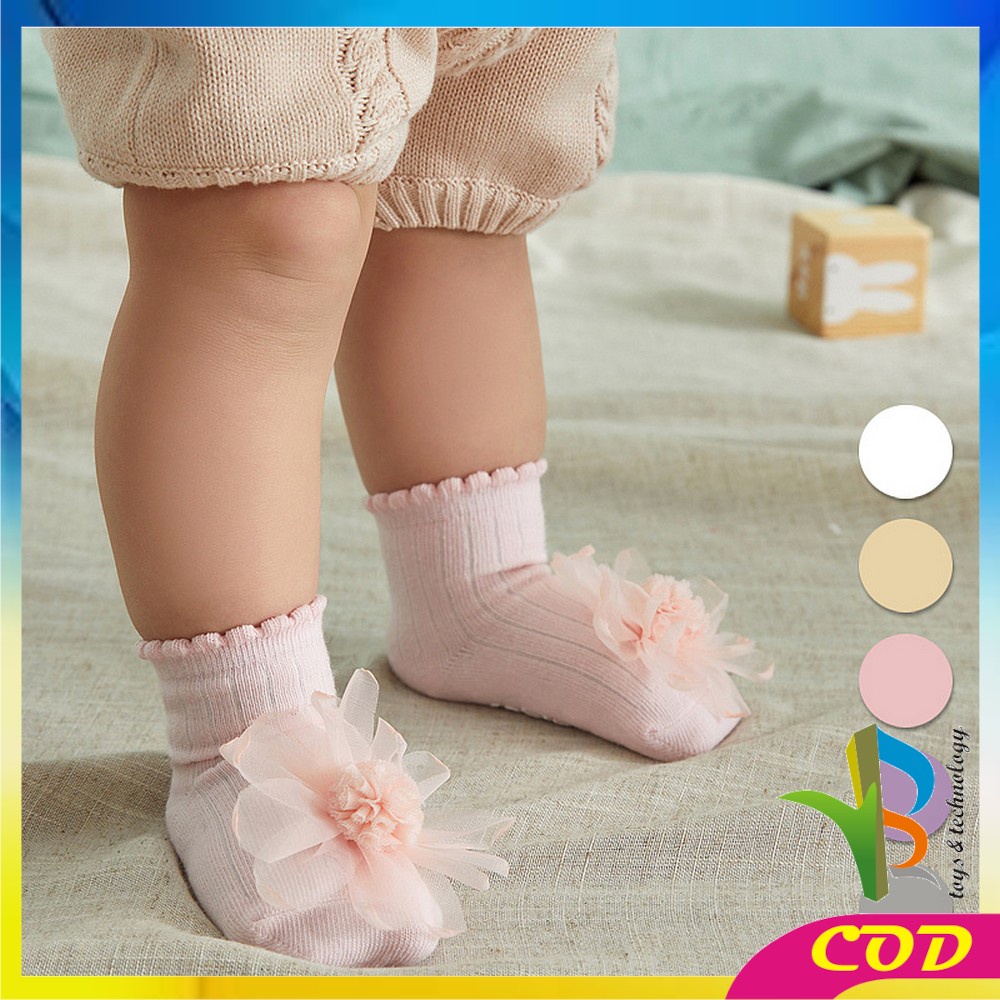 RB-P218 Kaos Kaki Anak Bayi Perempuan Antislip Motif Bunga / Kaus Kaki Baby Motif Timbul Socks Anti Slip