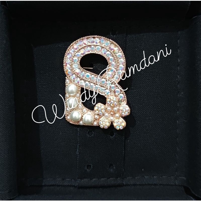 Peony Alphabet Brooch Pin Buttonscarves