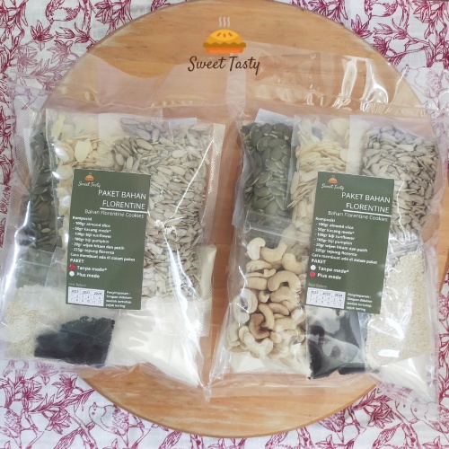 

Paket Bahan Florentine Cookies lengkap plus kacang mede/ Trial Mix Florentine