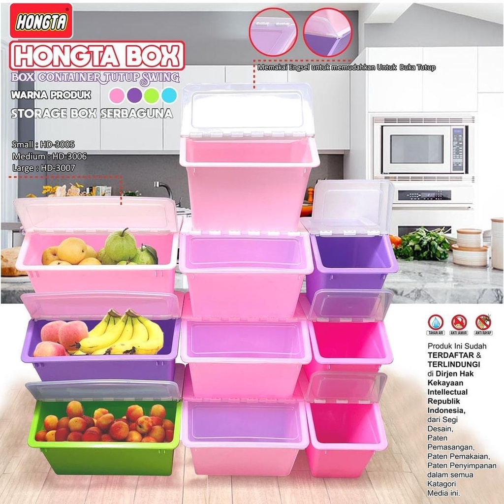 HONGTA - Tempan Penyimpanan Rice box, Tempat beras, Storage Box Swing Tutup
