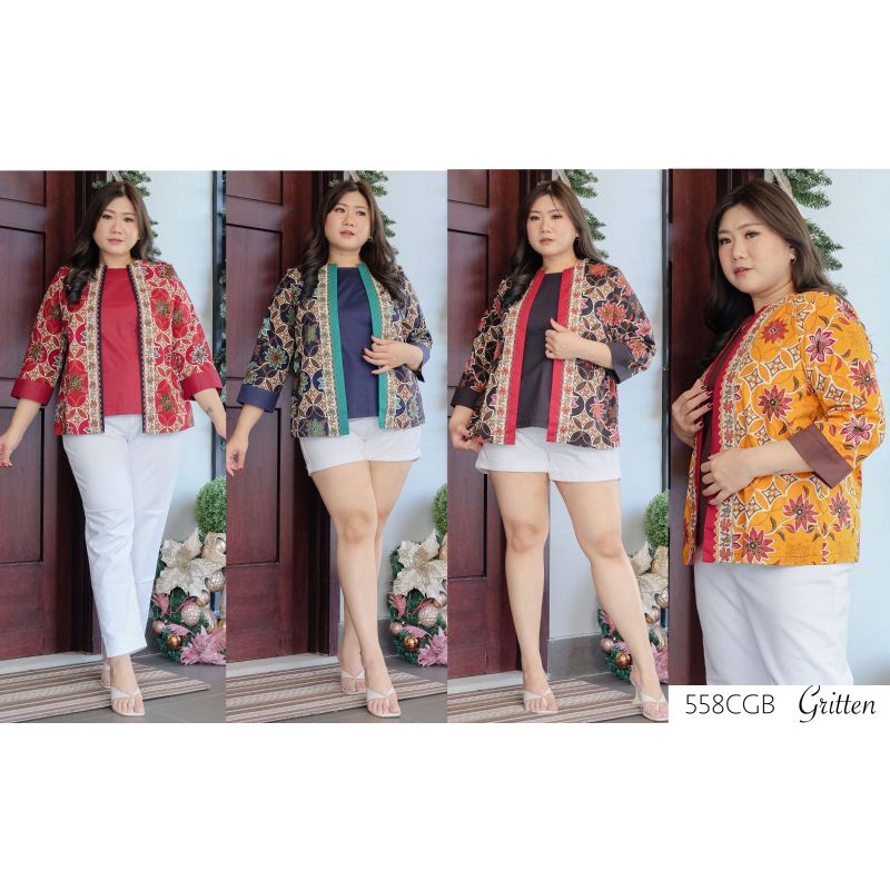 atasan wanita lengan panjang/atasan wanita batik super jumbo/atasan batik xxxl/atasan batik lengan p