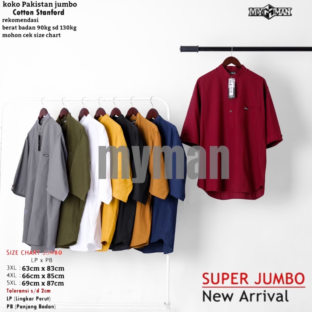 MY MAN kemeja koko pria lengan 3/4 koko pakistan jumbo pria koko kurta pakistan baju koko lengan tiga perempat baju koko pria lengan tiga perempat baju kurta pria bigsize Biru Dongker KKBZ108