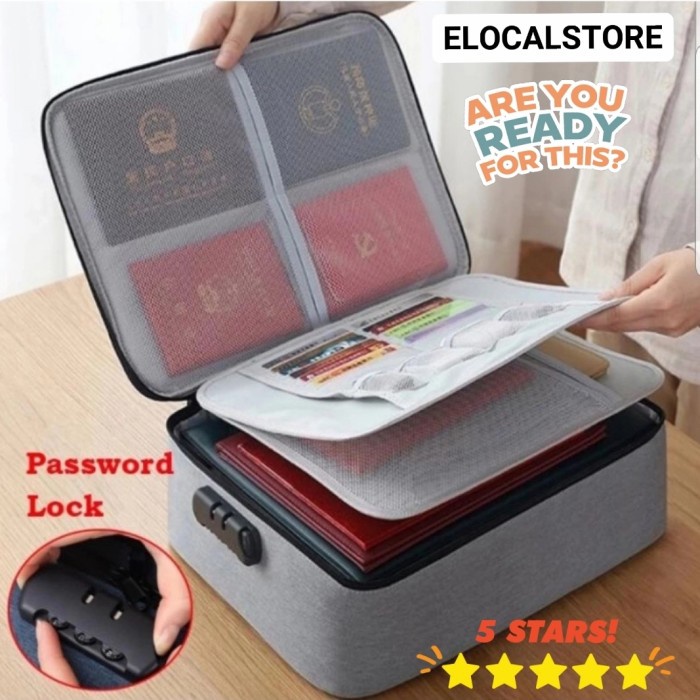 

TERLENGKAP Tas Dokumen Travel Bag Lengkap 3 Digit Password Document Storage Box Code 2348