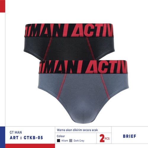 1 Box 2 Pcs Celana Dalam GT Man GTK B 05 - CD Pria Karet Boxer - Random Warna