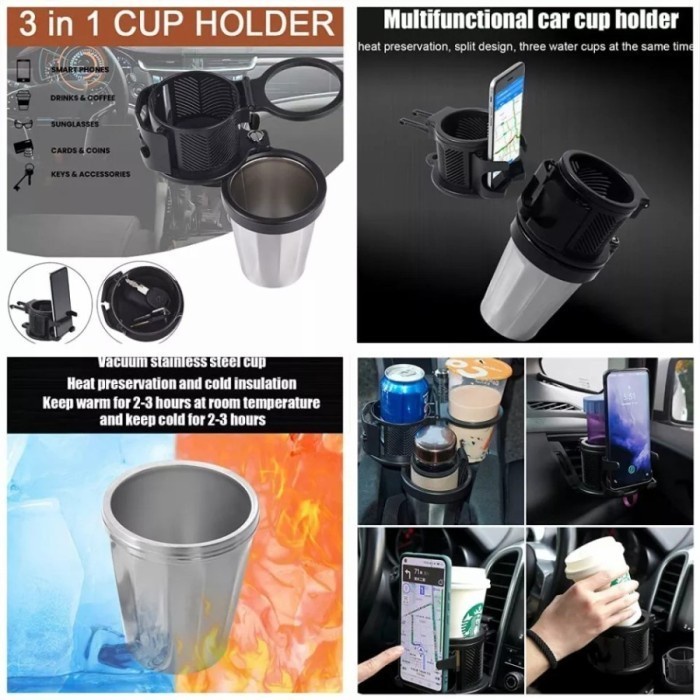 Cardin Phone &amp; Cup Holder 3 in 1 / Holder Multifungsi Mobil