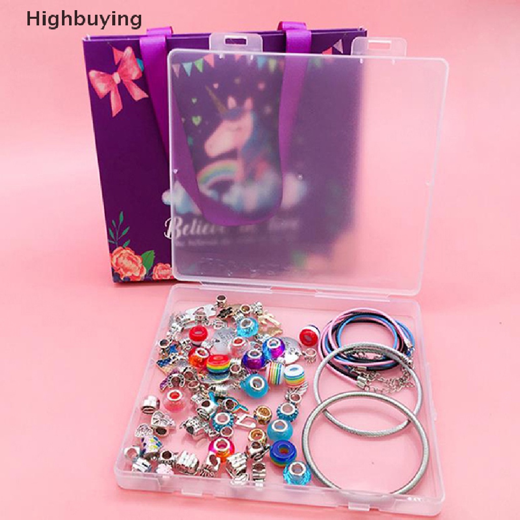 Hbid DIY Gelang Kit Untuk Hadiah Anak Unicorn Tas Handmade Manik-Manik Set Gadis Kalung Untuk Membuat Perhiasan Glory