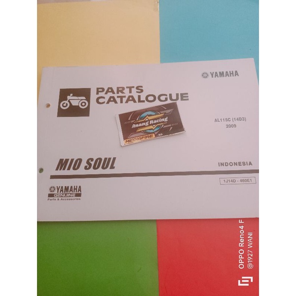 Buku panduan parts ORIGINAL mio soul thn 2009 AL115C (14D3).