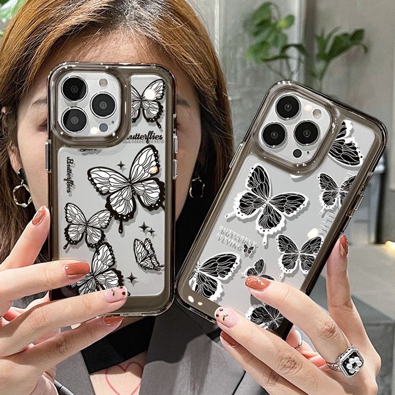 IPHONE Night Butterfly Soft Phone Case Kompatibel Untuk Iphone14 13 12 11 Pro XS Max X XR 7 8 Plus Transparan Shockproof Casing TPU Cover