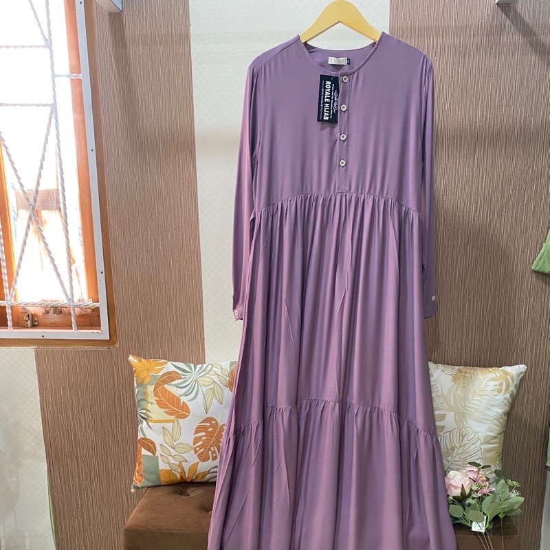 Royale - Chika gamis katun rayon twill premium model susun