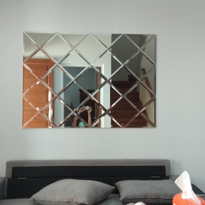 KACA CERMIN SILVER MIRROR DEKORASI WAJIK BEVEL