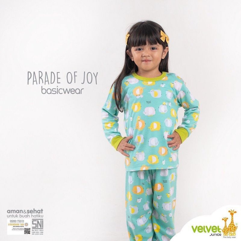 Velvet Junior Stelan Baju Oblong Lengan Panjang &amp; Celana Panjang -  Parade Of Joy Series (Isi 3 Pcs)