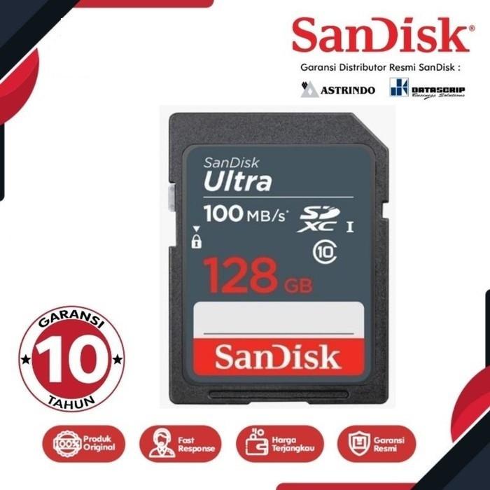 SANDISK  SD CARD ULTRA  128GB 100MB/S - SDXC CARD ULTRA 128 GB ORIGINAL