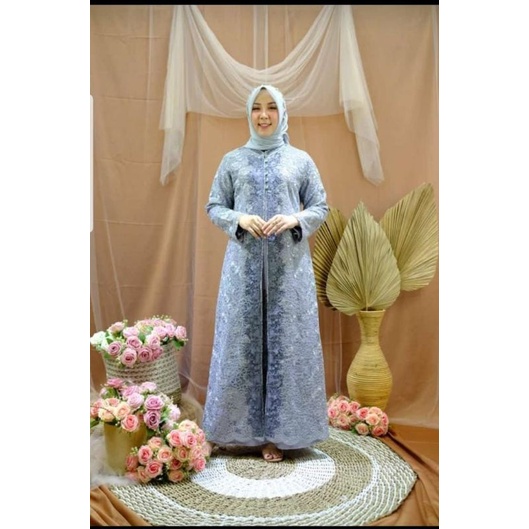 BAJU PESTA // GAMIS ROMPI LEPAS BRUKAT CORNELY MIX MIKEL CROS (SAKURA) PLUS BORDIR // By Bura