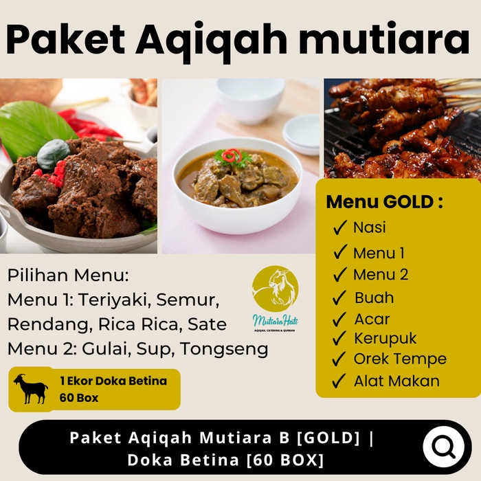 

Paket Aqiqah Murah Mutiara B [GOLD] | Doka Betina [60 BOX]